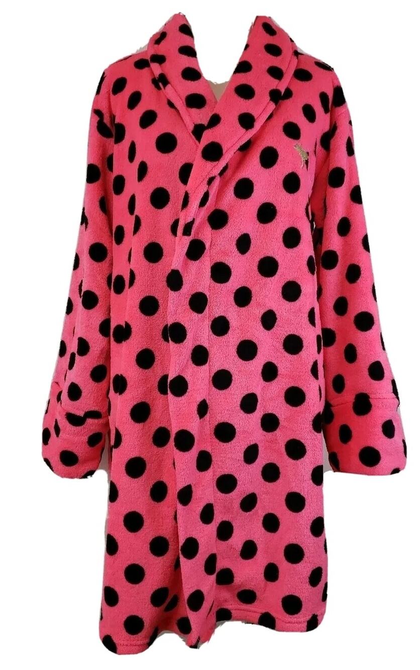 PINK Victoria Secret Robe Womens Extra Small Pink Polka Dot Sleepwear Ladies S
